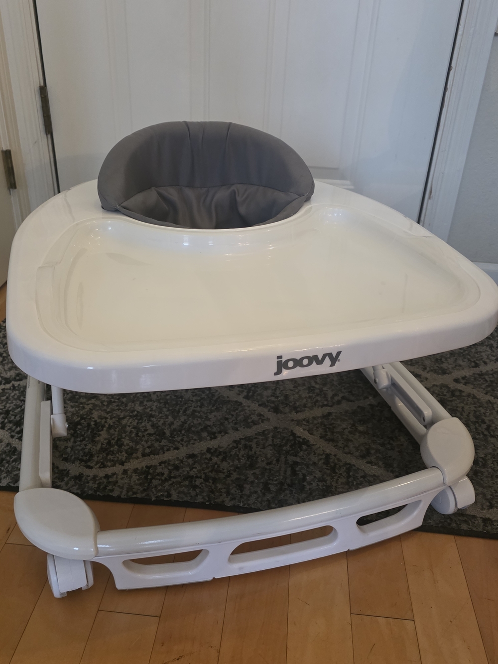 Joovy White and Gray Baby Walker with Tray